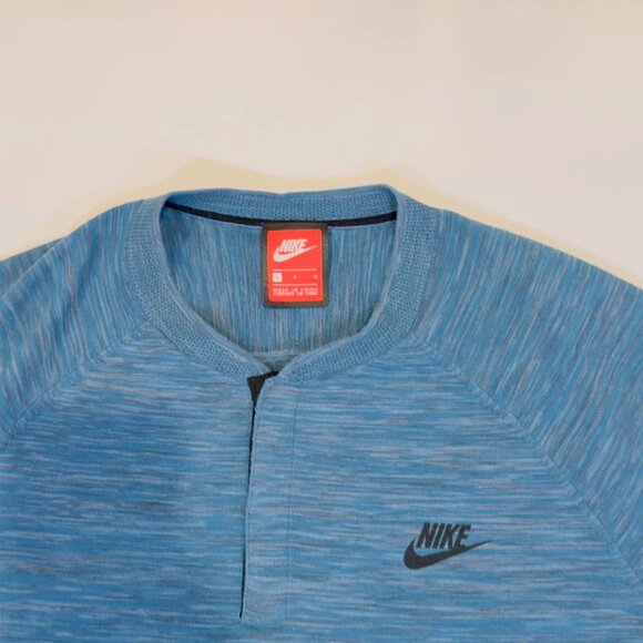 Nike Tech Knit Button Collar Shirt Men’s Medium Blue Blend - Picture 3 of 12